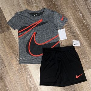 NEW Nike Gray and Red Kids Dri-FIT Set